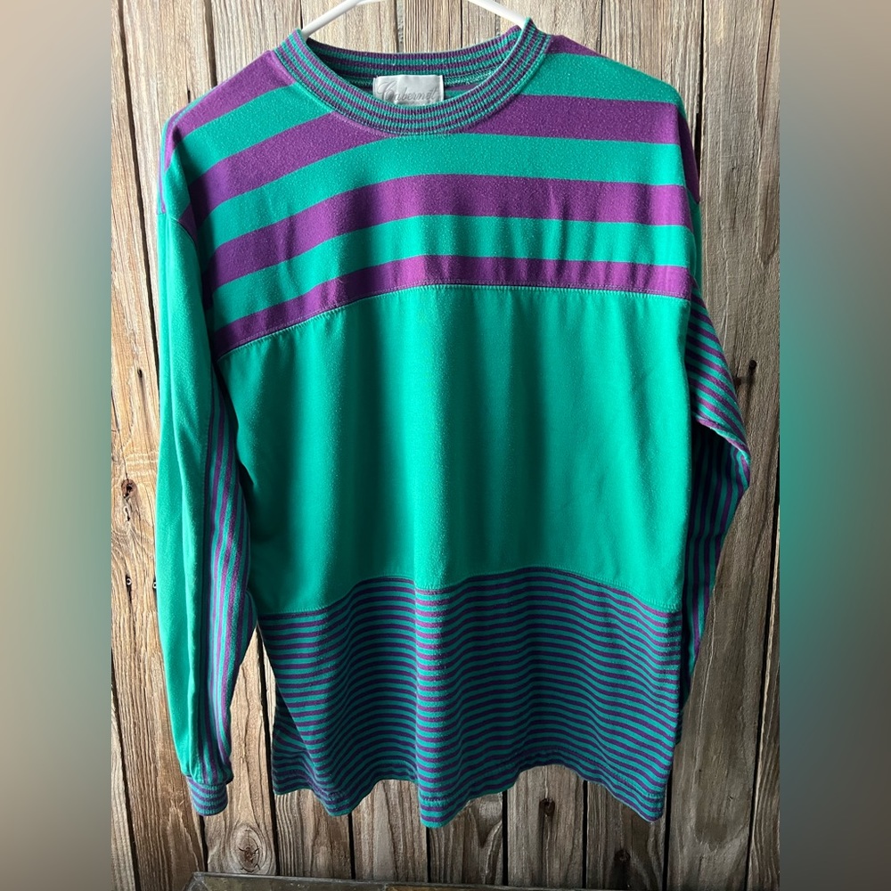 Vintage Cabernet Color Block Long Sleeve T-shirt